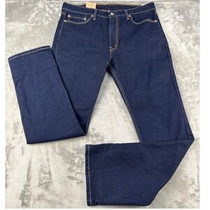 Levi Jeans Mens 36x32 513 Slim Straight Dark Indigo Stretch NEW